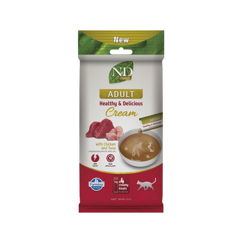 Pamlsok Farmina Creamy N&D Prime Cat with Chicken & Tuna Adult 60 g